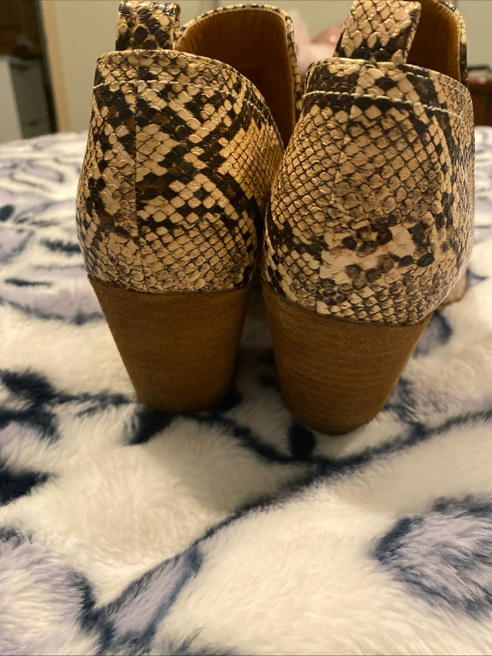 BEAST FASHION Snake-Print Pointed Booties in Tan and Black - Picture 4 of 7
